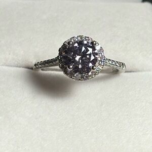 NEW Light Purple Moissanite Halo Ring Size 6 | 925 Sterling Silver
